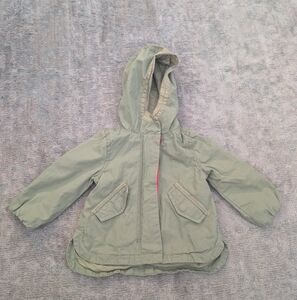 OshKosh B'Gosh Green Hooded Jacket With Heart Sleeve Embroidery